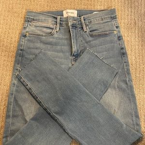 Light blue skinny frame jeans